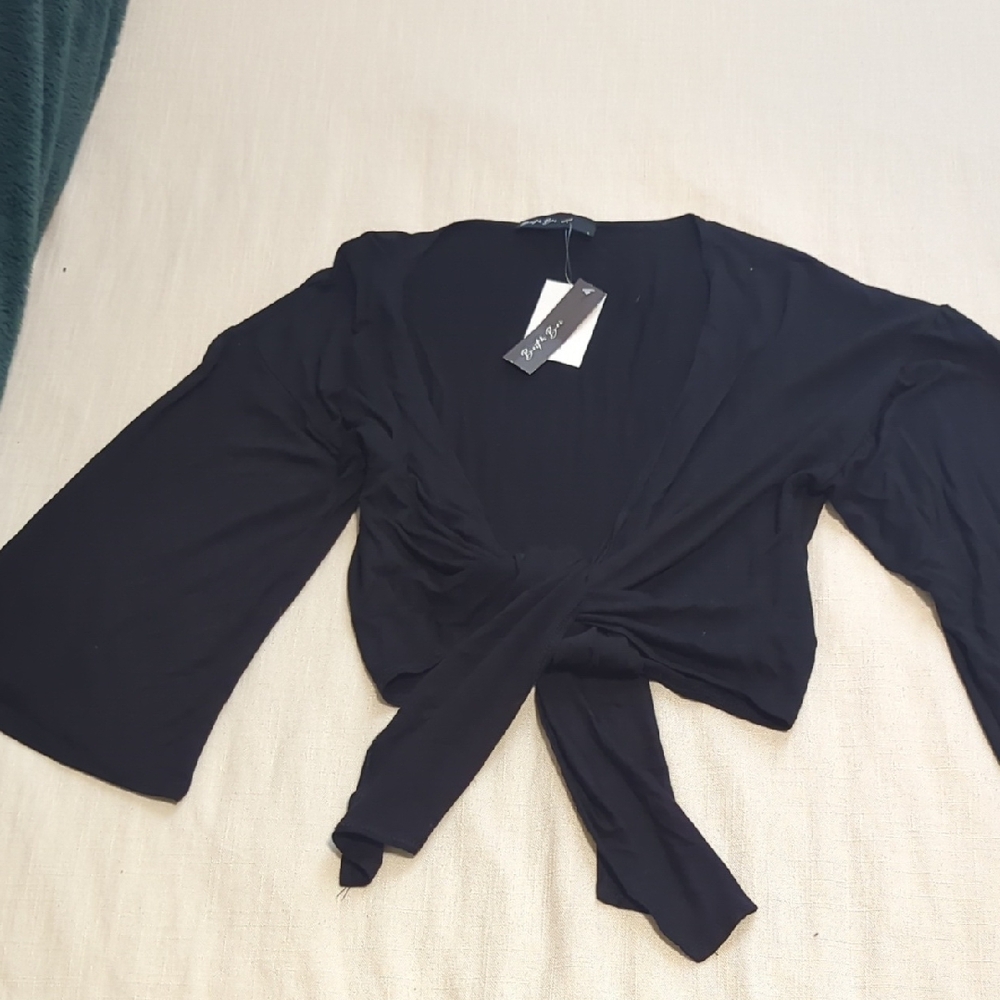 Black Tie-Front Top
